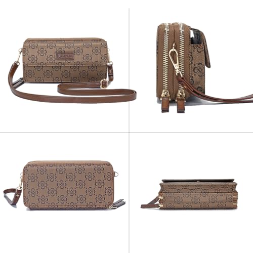 Image of Lanyani RFID Crossbody Wallet Wristlet Purse with Phone Pocket For Women Vegan Leather