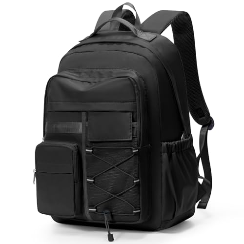 CADOLIM Black School Backpack Womens, School Bag for teenage Girls boys, 15.6/17 Inch Laptop Rucksack Large Backpack for School Casual Daypacks Travel Backpack for College Work