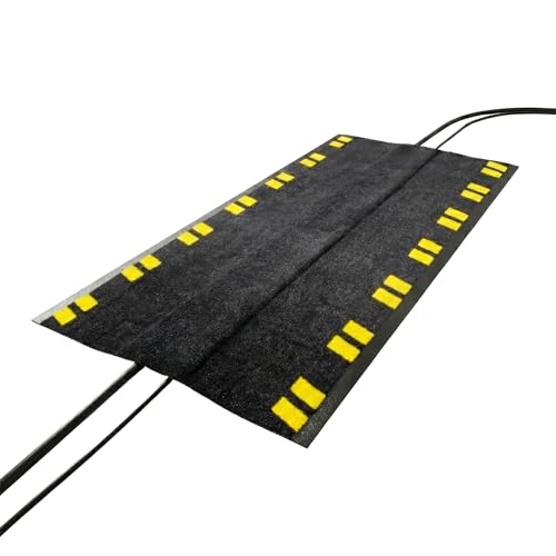 Kabelschutzmatte Sonira 120×40 cm – rutschfeste Kabelbrücke mit integriertem Kabelkanal (105 mm) – Nylon/NBR – Warnkanten Schwarz-Gelb – Sicherheitsmatte für Innen & Außen