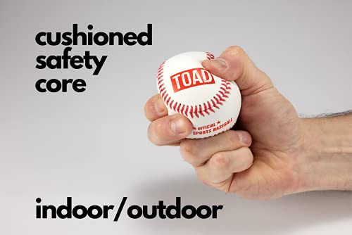Toad Soft Core Baseball, Premium Kids Soft Safety Baseballs With Cushioned Core, Real Genuine Leather Handstitched, Ages 1 And Up, 1 Pack #TOP3