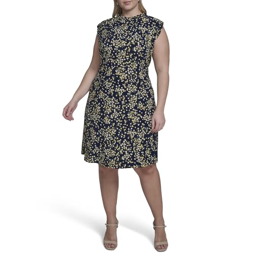 Image of Tommy Hilfiger Women's Sleeveless Ruffle Neck Jersey Dress