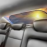 IC ICLOVER Car Sun Shade for Back Window, Static Cling UV Protection Folding Auto Rear Window Sunshade, Universal Mesh Screen Sun Visor Block Harmful UV Rays for Children, Fit for Sedans, SUV, Truck