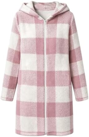 Womens Fleece Jacket with Pockets Long Sherpa Hoodie Fuzzy Warm Teddy Coat — view 4