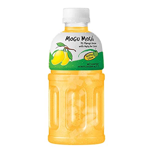 Mogu Mogu Mango Drink with Nata De Coco | Refreshing Asian Fruit Drink with Chewy Coconut Jelly | Sweet Mango Flavour | Popular Mogu Mogu Drink for Hydration, Parties, and Daily Enjoyment | 320ml Bottles | 6 Pack