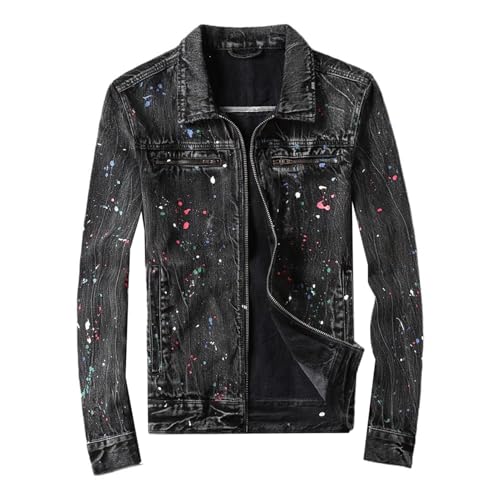 Veste en jean patchwork homme GUOYUXIAO blouson distressed haut de gamme