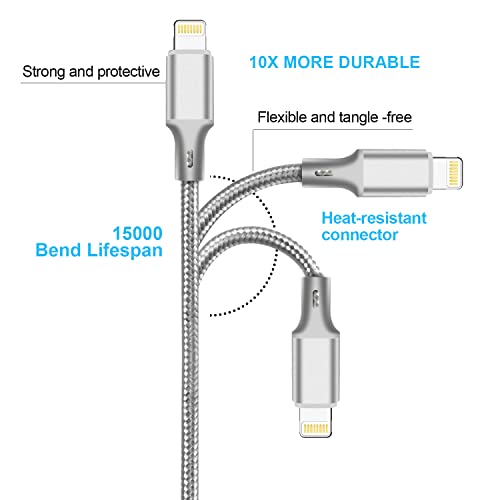 Cugunu Usb C To Lightning Cable 5 Pack 3/3/6/6/10Ft Iphone Charger Apple Mfi Certified Power Delivery Fast Charging Cord Compatible With Iphone 14/13/12/11/Xs/Xr/X/8 - Gray #TOP3