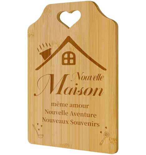 Niviy Cadeau Cremaillere Maison Planche a Decouper Bambou Gravée Idee Cadeaux de Crémaillère pour Proches et Amis Idée Originale pour Nouvel Appartement...