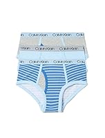 Calvin Klein Boys Cotton Stretch 3 Pack Brief Heather Grey/Blue Bell/Blue Multi Stripe 8-10