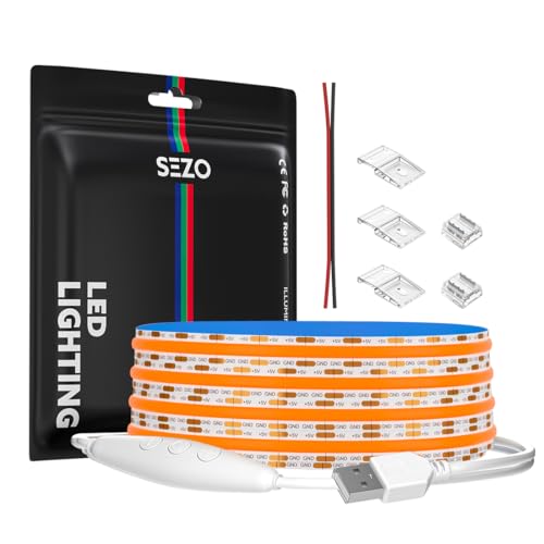 Tira de luces LED SEZO USB 5V COB naranja 6.56FT miniatura 1