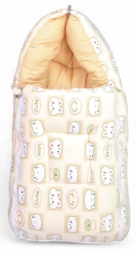 Image of VoiDrop Velvet Baby Carry Bed Infant Lounger Sleeping Bag 3 in 1 for New Born Babies | Baby Portable Travelling Bed for Infants Premium QULAITY with Super Soft Inner(Color Yellow Shade)