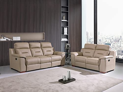 BlackJack-Furniture-Walker-Leather-Match-Upholstered-Reclining-Living-Room-Loveseat-Sofa-Beige BlackJack Furniture Walker Leather Match Upholstered Reclining Living Room Loveseat Sofa Beige