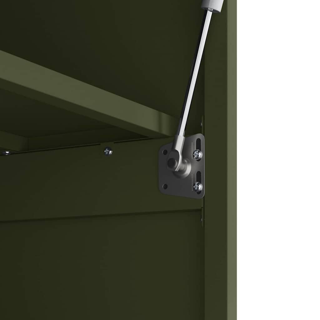 Armario de pared para garaje con puerta de elevación de gas, color verde oliva – Elevador de gas para almacenamiento de garaje para estructura de acero resistente y ahorro de espacio en la