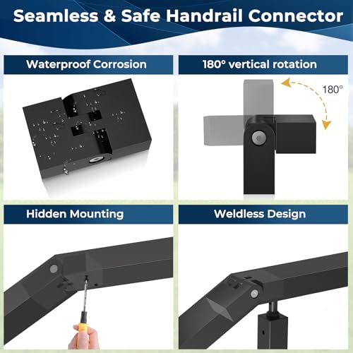 Image of 1 Pack Vertical Pivot Connector 120mmx56mmx26mm for Stair Handrail, 180 Adjustable Handrail Fitting for Stair Railing System, High Strength POM Connecting Block Accessories for Stair Hand Rail