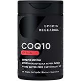 Sports Research CoQ10 (100mg) Enhanced w/Coconut Oil & Bioperine (Black Pepper) for Better Absorption | Vegan Certified, Non-GMO Verified (120 Veggie Softgels)