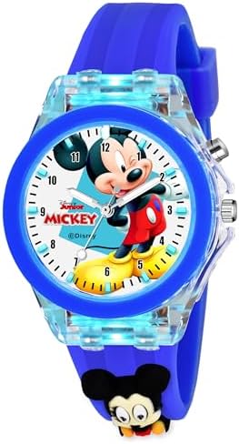 SWADESI STUFF Cute Cartoon Multi Color Lights Rubber Strap Analog Watch for Girls (Blue Micky)