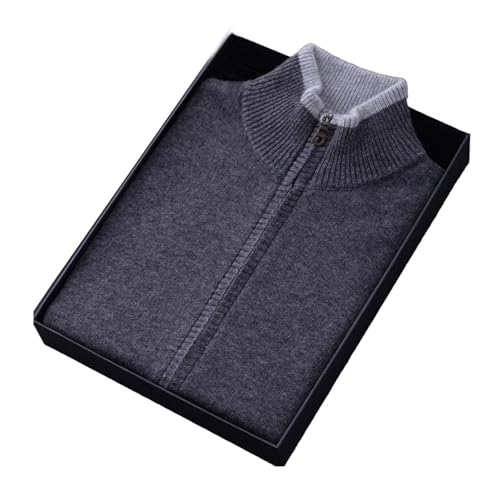 Men's Cashmere Cardigan Thick Knitted Stand up Collar Zipper Sweater Loose Plus Jumper Wool Splicing Sweater Tops
