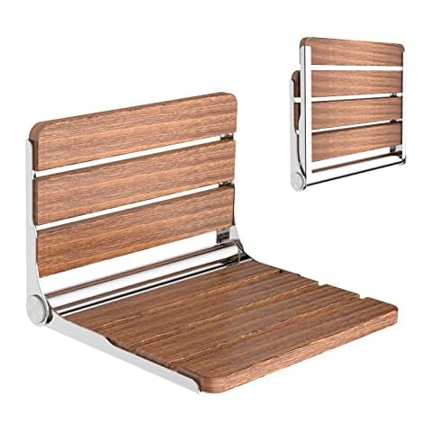 Asiento Ducha Plegable Pared Montada Madera Cover