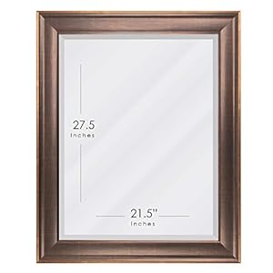 Head west bronze copper oil rubbed framed beveled wall mounted vanity mirror decorative mirror for wall decor rectangle bathroom mirrors for over sink bedroom entryway living room hallway 28×34  urban country home decor