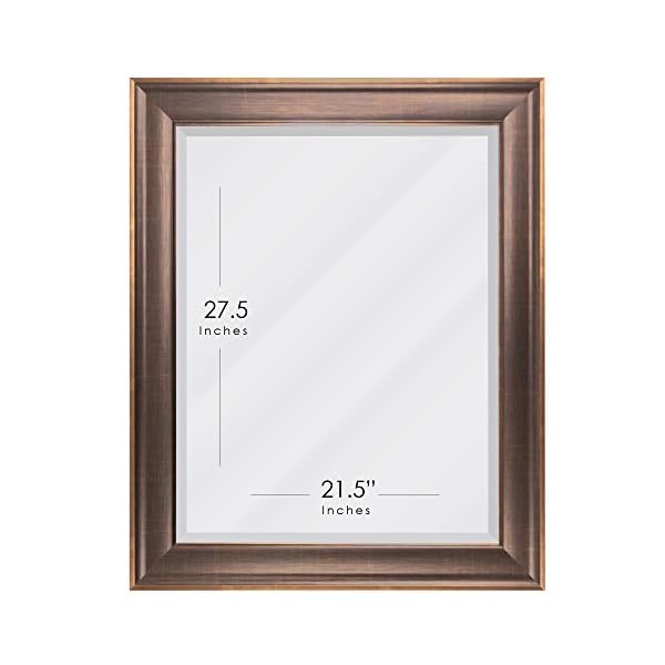 Head west bronze copper oil rubbed framed beveled wall mounted vanity mirror decorative mirror for wall decor rectangle bathroom mirrors for over sink bedroom entryway living room hallway 28×34  urban country home decor