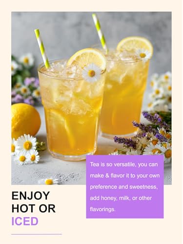 Image of TeeLux Chamomile Lavender Tea Bags, Chamomile & Lavender & Lemon Balm Herbal Tea, Caffeine Free, Soothing & Delightful Aroma, 100 Count