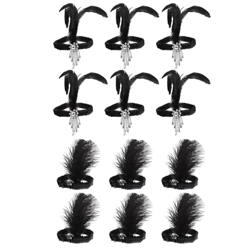 Serrage-têtes paillettes plumage noires pour accessoires cheveux de fête élégants