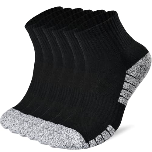 Cevapro Mannen Vrouwen Sportsokken, Lichtgewicht Ademend Vochtafvoerende Running Sokken, Zwart, M