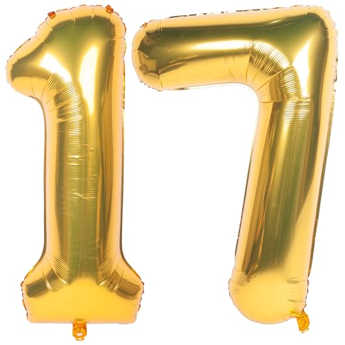 40 Inch gold Number Balloons 17 Helium Foil Mylar Balloon