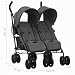 Imagen de Goliraya Carrito para Gemelos Silla de Paseo Gemelar Cochecito Doble Reclinable y Plegable Sillita Doble Cochecito Hermanos para Bebé Niño de Acero Gris Antracita
