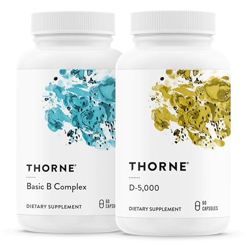 THORNE - Basic B-Complex - Tissue-Ready Vitamin B Complex Supplement with Choline - Supports Cellular Energy Production, Brain Health & Red Blood Cell Formation* - Gluten-Free - 60 Servings