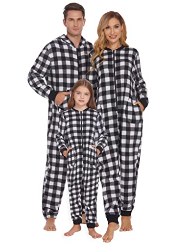 Ekouaer Christmas Matching Fleece Pajamas Sets Couple Zipper Nightwear Long Sleeve Sleepwear Loungewear Men