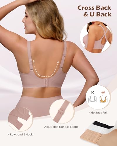 Image of As Fairy Womens Soft Comfortable No Underwire Bras V Neck Seamless Push Up Bralettes Full Coverage Tshirt Brassiere