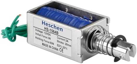 Heschen DC12V 3A DC Solenoid Electromagnet, Max Force 60N, 20mm Stroke