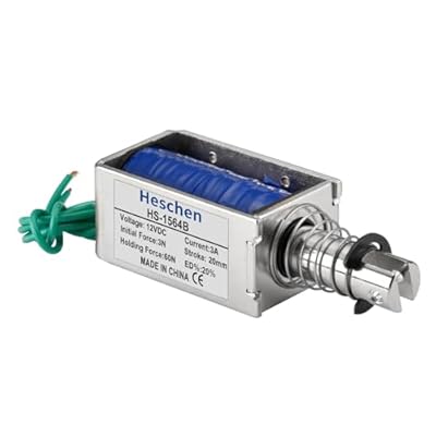 Heschen Electroimán de solenoide, HS-1564B, DC12V 3A, carrera de 20mm, fuerza 60N, tipo Push Pull Tipo, marco abierto, movimiento lineal | Ya disponible en tu tienda friki favorita! En mundofriki.es!