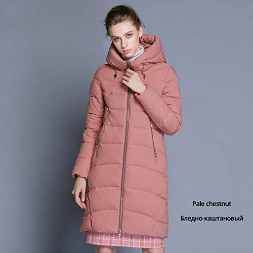 Preisvergleich Produktbild DTNSYRF Neue Wintermantel Frauen Kapuze Winddicht Lange Damenbekleidung aus hochwertigem Metall Reißverschluss 50 G332 blass Kastanie