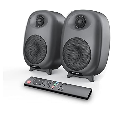BESTISAN Bookshelf Speakers, 60 Watt Powered Bookshelf Speakers with Bluetooth 5.0 and Wired Optical Line in Input Port, Bass and Treble Adjustable, Deep Bass, 3 Audio Mode Design (Gray) Cover