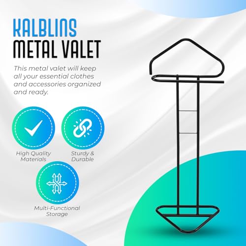Kings Brand Furniture - Kalblins Metal Clothing Wardrobe Suit Valet Rack Stand, Black - Thumbnail 2