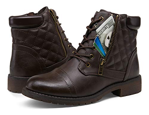 Vepose Women's Combat Ankle Booties, Comfortable Anke Boots, Dark Brown, Size 8.5 Us -With Strap Eight Eyes(Cjy903 Dark Brown01 08.5) #TOP20