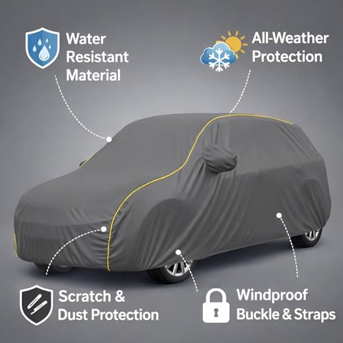 Image of Premium Grey Series 100% Waterproof Car Body Cover for Venue Cover (All Models) with Mirror Pockets | Triple Stitched, Elastic, Custom Fit, Heat Resistant, Anti-Dust, All-Weather Cover