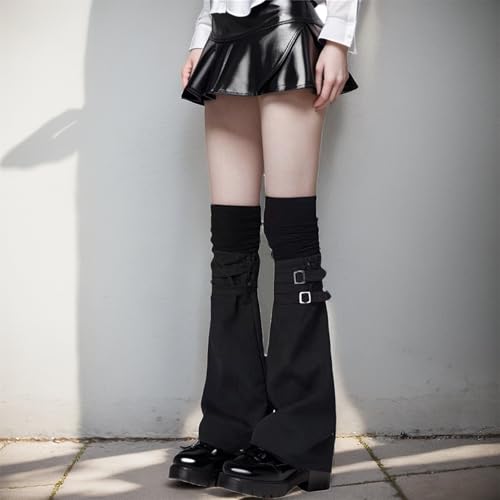 Long Japanese Leg Warmers Y2k Women Goth Flared Buckle Strap Plus Size 80s Punk Alt Gothic4