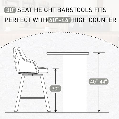 Image of FIRAVOE Swivel Bar Stools Set of 4, 30 inch Stools with Back for Kitchen Island