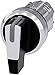 Siemens 3SU10522CL600AA0 Selector Switch, I-O-II, Black, Plastic & Metal, IP66, IP67, IP69K Protection Rating, Shiny Metal, 22mm, White