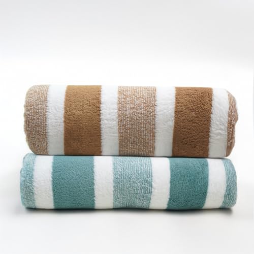 Image of MAXOSHINE Hand Towel Set of 2-Super Soft Quick Dry Microfiber Face Towel for Women Men-Hanging Loop Napkins for Wash Basin Gym Sports Travel-40 x 60 cm ((Green /Brown, Set of 2)