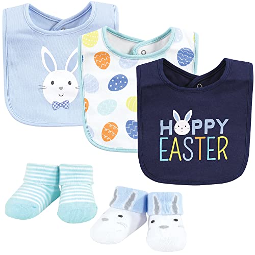 Image of Hudson Baby Unisex Baby Cotton Bib and Sock Set, Hoppy Easter, One Size