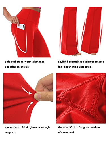 Image of BUBBLELIME 29 inch /31 inch /33 inch /35 inch /37 inch Women High Waist Bootlegs Yoga Pants Tummy Control Bootcut Workout Flared Out Pockets
