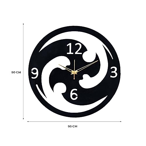 Image of METSY Metal Laser Cut Numerical Analogue Art Wall Hanging Clock Black & White for Home and Office | Metal Wall Art | Wall Decor Items (Analogue Wheel Art Round Wall Clock)