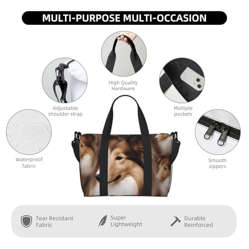 Travel Duffel Bag for Men Gym Bag, Shelties Dog Luggage Bag with Shoulder Strap, Large Gym Tote Bag for Women, Weekender Overnight Bag, Foldable Carry on Bag for Airplane4