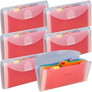 CLIUNT 6 Pack Expanding File Folder, A6 Size 7 Pockets Portable Accordion Folder for Cards, Coupons, Receipt, Tax Item, 8.8 X4.5 Inch