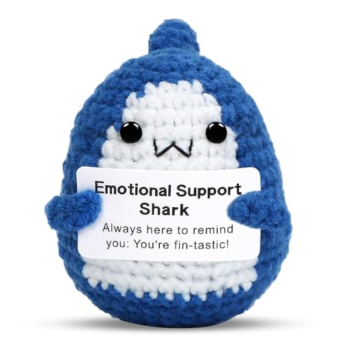 SHUCHNOYE Gehäkeltes Hai Kuscheltier Positive Potato Emotional Support Geschenk, Pocket Hug und Sorgenfresser für Kollegin, Geschenkidee als Glücksbringer, Mitbringsel oder Gute Besserung Geschenk