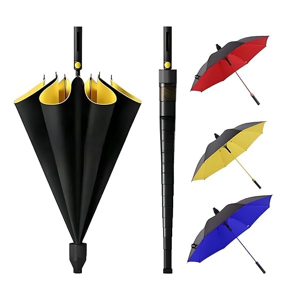 ANIL 54 Inch Big Size Umbrella (YELLOW) with Waterproof Jacket, UV 50+ Protective Coating, and Fiberglass Shaft - Quick Drying Fabric - Perfect Big Umbrella for Rain, Wind and Sun (YELLOW)