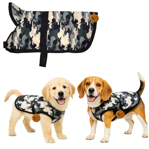 Image of Sage Square Camouflage /Army Winter Coat for Dogs - Windproof Jacket, Insulated, Warm for Cold Weather, Adjustable Fit, Comfortable Design for Indoor & Outdoor Use, Random (Military, M - 16 Inch)